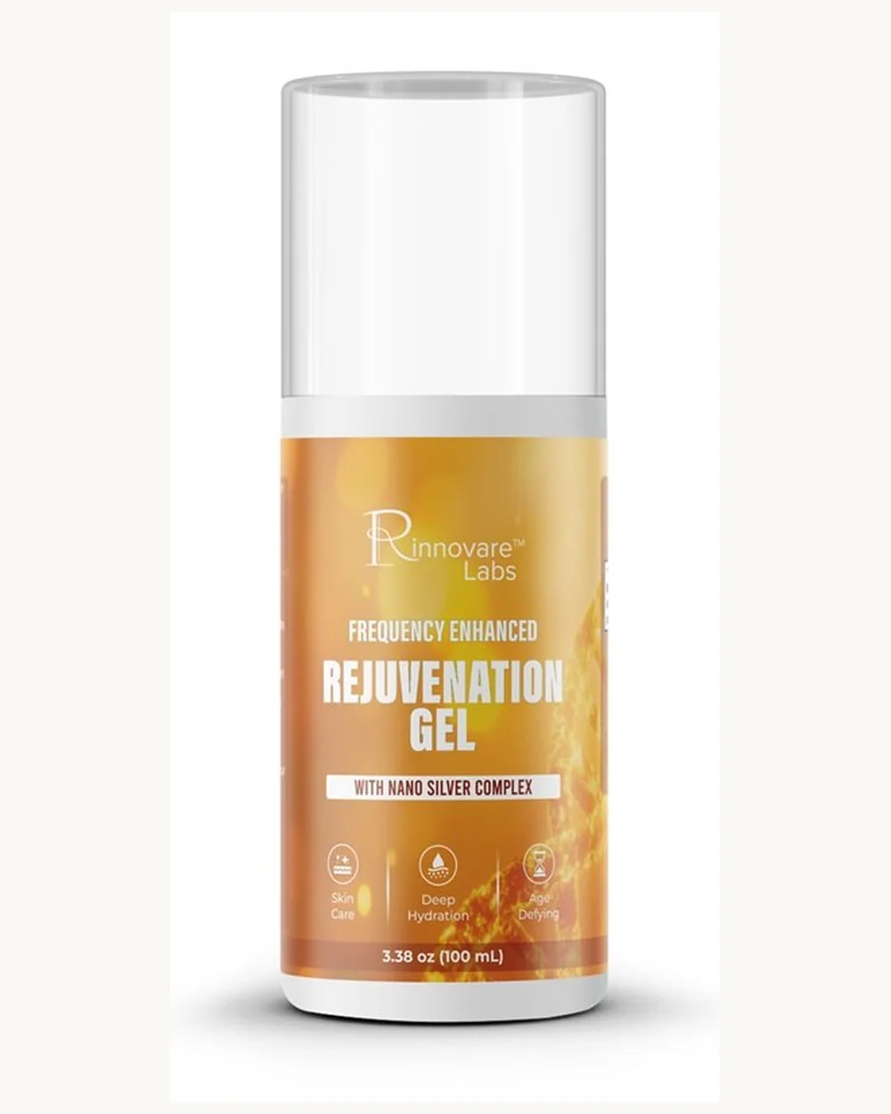 The Rinnovare Labs™ Rejuvenation Gel tube photographed on a pale surface.